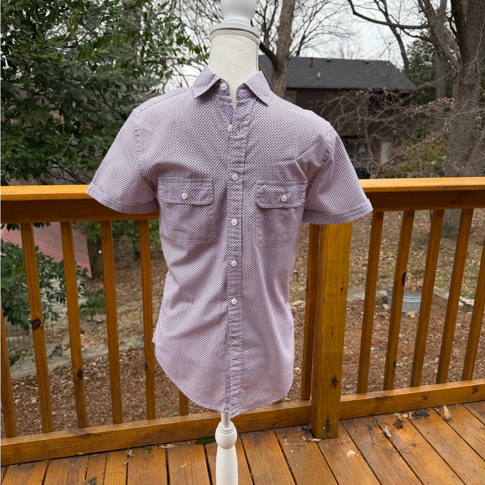 Express Men's white, red, & black Button Down Shirt